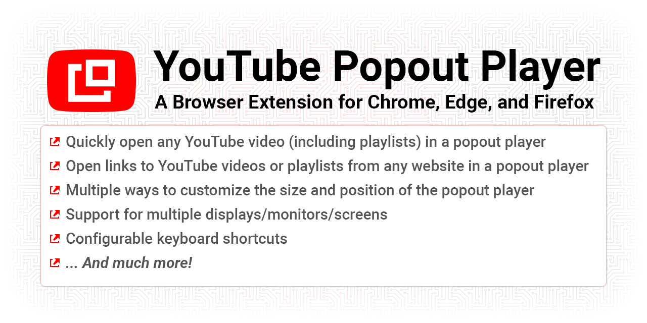 Popout Player  This browser extension provides simple