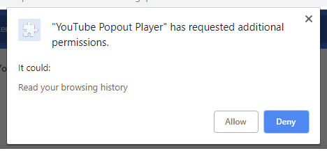 Popout Player Chrome Optional Tabs Permissions