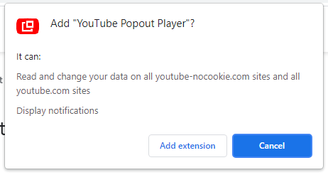 Popout Player Chrome Required Permissions